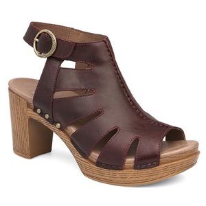 Dansko Demetria Cutout Vintage Ruby Platform Sandals